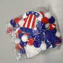 CroBlissful 4 ft Felt 4th of July Garland 3D Red White Blue Patriotic Pom Ball Banner with Flag & Stars 250th Anniversary Decorative Memorial Day Hanging Bunting for Home Mantel Independence