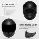 TRIANGLE Motorcycle Helmets Full Face Motorcycle Helmet for Men & Women with Tinted and Clear Visor Meet Dot Approved (Medium, Matte Black)