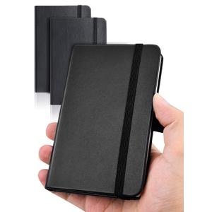 AISBUGUR Pocket Notebook Small Notebook 2-Pack, 3.7" x 5.7" Pocket Notebooks Hardcover with Thick Lined Paper, Inner Pockets, Cover Letter Embossing Design Mini Journal Notepad Black+Black Pack of 2