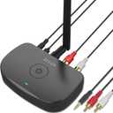 Besign BE-RCA Long Range Bluetooth Music Receiver, Wireless Audio Adapter for Wired Speakers or Home Music Streaming Stereo System, Black
