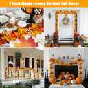 2 Pack Fall Garland Fall Decor, 11.6 Ft Autumn Maple Leaf Garland with Pumpkins Berries Sunflowers, Fireplace Mantle Garlands Thanksgiving Halloween Harvest Decorations for Home Indoor Outdoor
