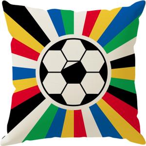 2 x Soccer World Cup Pillow Covers Throw Pillow Case Decorations for Home Sofa Cushion Cover Game Day Soccer Party Holiday Decor 18x18 Inch