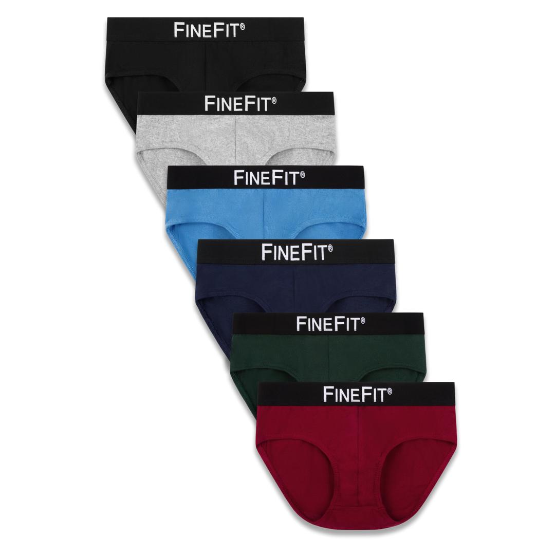 3 x Fine Fit Men's Briefs, 6 Pack, Assorted Colors, Elastic Waistband (US,Small)