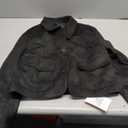 Women's Faux Suede Cropped Jackets Button Down Coat Cropped Casual Jacket Fall Fashion Outerwear Trendy Clothes, Size S, (Black)