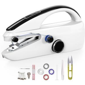 Handheld sewing machine, easy to use, electric sewing machine，fast sewing speed, Easy sewing of clothes and fabrics, suitable for beginners DIY (White）