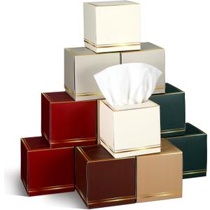 12 Pack Facial Tissues Cube Boxes Face Box 600 Sheets 3 Ply Soft Paper Square Tissues Bulk for Car Pocket Toilet Household Bedroom Family (Classic Retro Color)