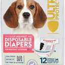 Paw Inspired Disposable Dog Diapers | Female Dog Diapers Ultra Protection | Diapers for Dogs in Heat, Excitable Urination, or Incontinence (12 Count, Medium)