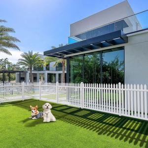 Patio Outdoor Fence 36" Hx84 L (1Set) White Vinyl Picket Fence Panels, PVC Garden Fence Temporary Fencing for Backyard Porch Dogs, Suitable for Soft Ground (20 Straight Pickets)