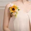 Ling's moment 2pcs Prom Wrist/Shoulder Corsage Artificial Flower, Girl/Mother Homecoming/Wedding Corsage Wristlet Dcor, etc. Sunflower Yellow