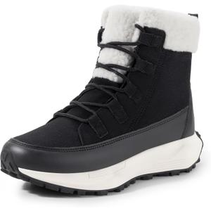 NORTIV 8 Women's Winter Boots Ankle Waterproof Lightweight Snow Sneaker Boots (Black)