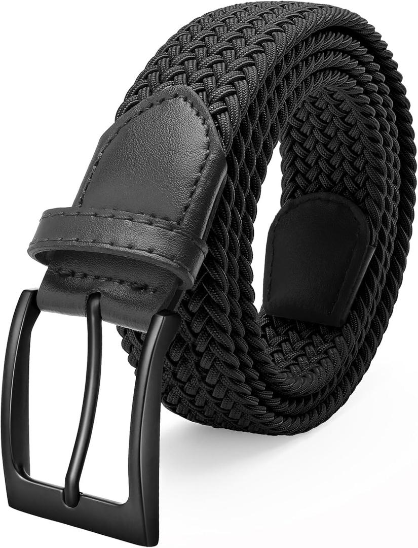 FAIRWIN Men's Golf Belt, Stretch Braided Elastic Woven Casual Jeans Belts 1 3/8" Nylon Web Work Belts for Men