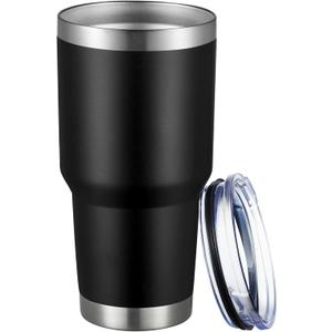 MEWAY 30oz Tumbler Double Wall Vacuum Insulated Travel Mug, Stainless Steel Tumbler with Lid, Durable Powder Coated Insulated Coffee Cup for Cold & Hot Drinks (Black,1 PACK)