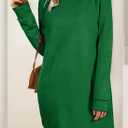 BLENCOT Womens Casual Pullover Sweatshirt Dress Crewneck Long Sleeve Trendy Fall Textured Solid Mini Dresses with Pockets (S)
