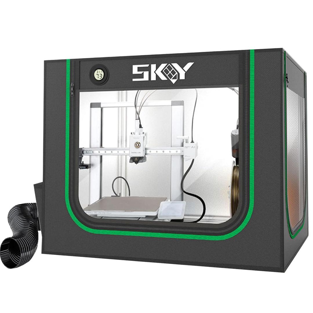 Skouphy 3D Printer Enclosure with LED Light, Smoke Exhaust Kit, Thermo-Hygrometer,Fireproof Dustproof Tent Constant Temperature for Bambu Lab A1,Eufymake E1 UV Printer