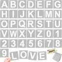 3 Inch Large Reusable Plastic Letter Stencils & Number Stencil, 36-Piece Alphabet Art Craft Set for Wood, Wall, Fabric, Rock, Signage, Door Porch, Chalkboard, DIY Projects