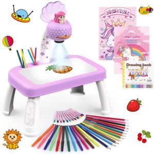 Hoarosall Drawing Projector for Kids, Drawing Board Pad, Color Pens, Pencils, Crayons, Scrapbook etc,Tracing Projector, Ideal Toy for 3+ Year Old Girls (Mermaid Kit)