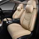 Car Seat Covers Front Pair, Breathable Leather Automotive Front Seat Covers with Headrest, Universal Automotive Vehicle Seat Cover for Most Sedan SUV Pick-up Trucks, Beige