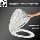 1M Family Toilet Seat, Patented Slow Close & Quick Releasing Technology, Anti-Wiggling, Easy to Install and Clean, Standard Elongated with Toddler Seat Built In (1 Piece)