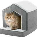 Orthopedic Cat House for Indoor Cats,Small Dogs,Super Soft Cat Bed Cave,Condos, Cubes,Cat Hideaway,Covered,Cat Bed for Kitty Small Medium Large Pet (Gray, 18" L x 15" W x 17" Th)