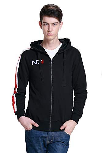 LILLIWEEN Mens N7 Logo Hoodie Hooded Sweatshirt Jacket Game Cosplay Black Coat 2XL