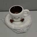 Cute Kawaii 3D Ceramic Mug with Saucer -Smiley Face Coffee & Tea Cup- Fun Aesthetic Gift for Women, Friends & Coffee Lovers - Microwave & Dishwasher Safe