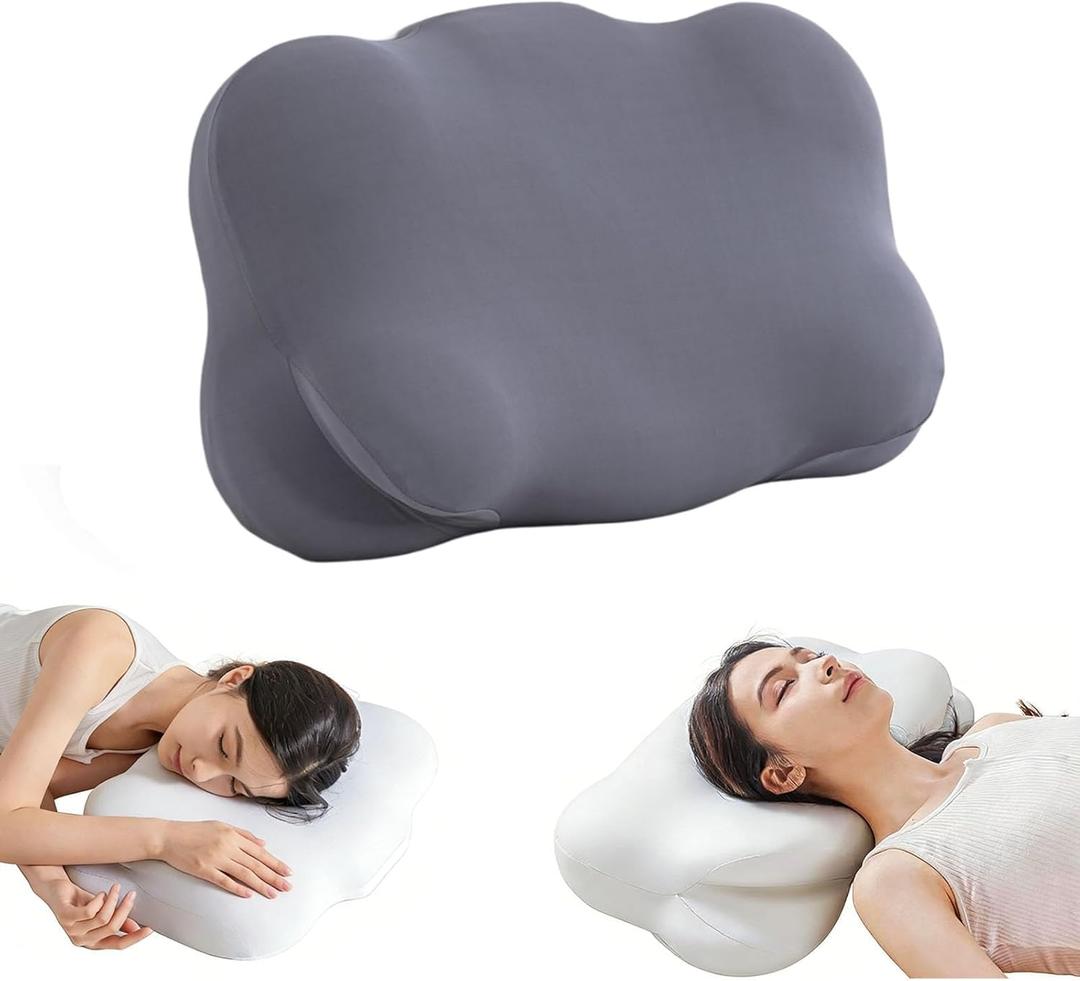 Cloud Pillow, Mellow Sleep Pillow, Ergonomic Memory Foam Pillows, Adjustable Cervical Neck Support Pillow with Breathable Pillowcase for Side Back Stomach Sleepers (Dark Grey)