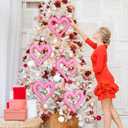 Syhood 2 Pcs 10'' Large Valentine's Day Heart Tree Ornaments 3D Heart Valentine Ornaments Glitter Tree Decor Wreath for Front Door Wall Mantel Party Decor (Pink)