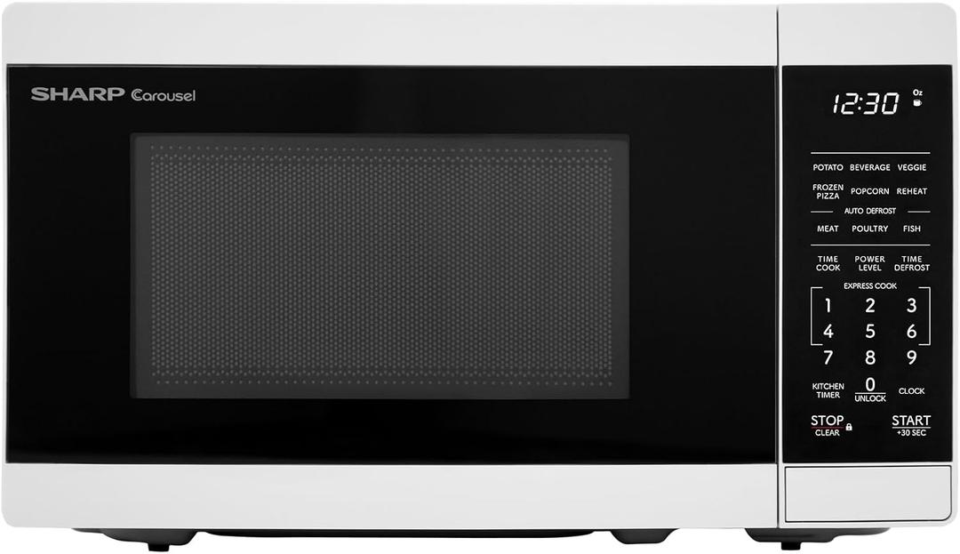 SHARP Compact Countertop Microwave Oven with Removable 10" Carousel Turntable, 700 Watt, 0.7 Cubic Feet, White