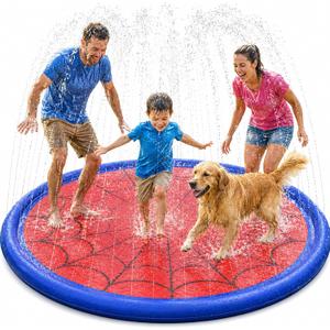 Splash Pad for Kids & Dogs, Upgrade Non-Slip Thicken Backyard Sprinkler Water Pad, Toddler Sprinkler Pool, Summer Outdoor Water Toys