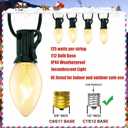 C7 Clear Christmas Lights, 25Ft Outdoor Christmas String Lights with 27 Warm White Incandescent Bulbs, Connectable Vintage Christmas Lights for Outdoor Patio Christmas Party House Decorations, Green