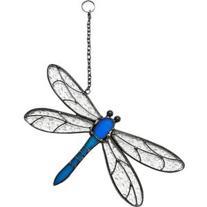 Dragonfly Stained Glass Window Hangings, Stained Glass Decorations,Dragonfly Suncatcher for Indoor Garden Window Home Decor Dragonfly Gifts for Grandma,Mom