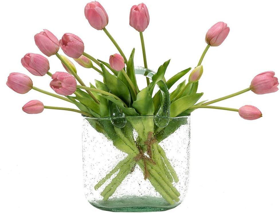 DUYONE 15pcs Artificial Tulips Flowers, Latex Bouquet, Fake Tulips for Office Wedding Party Home Kitchen Garden Decoration(Light Purple,15pcs)
