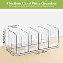 2 Pcs Acrylic Clear Purse Storage Organizers, 4 Sections Dividers in Bedroom Office (bright)