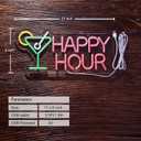 Happy Hour Bar Neon Sign for wall dcor with Dimmable Switch Happy Hour LED Neon Signs Bedroom Beer Neon Light Sign Decor.
