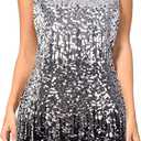 MANER Women's Sequin Dress Sparkly Glitter V-Neck Sleeveless Party Dress Club Cocktail Tank Dress (XL)