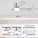 Ayaoty 42 Inch Low Profile Ceiling Fans with Lights and Remote, Flush Mount Modern Ceiling Fan, 3CCT Dimmable DC Ceiling Fan for Bedroom, Living Room, Brushed Nickel
