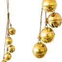 Jingle Bell Cluster Handmade Round Shiny Hanging on Rope Lucky Christmas Tree Decoration Bell Holiday Bells Ornaments Holiday Decoration (Golden, Small) Round Shiny (Gold.2, Small)