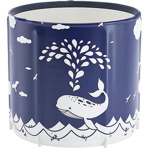 STARBRILLIANT Portable Foldable Bathtub, Collapsible Adult Travel Bath Tub for Camping, Home & Spa, Space-Saving Storage, Durable PVC Material (Whale, 27inch)