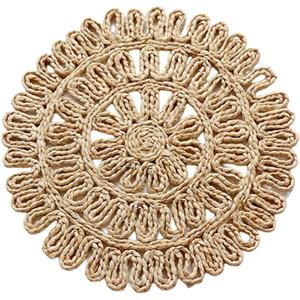 Natural Woven Round Placemats Handmade Round Placemats for Dining Table 15 Inches Non-Slip Heat Resistant for Dining Table (B)