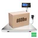 Charmline 660lbs x 0.1lbs High Accuracy Digital Postal Scale, Shipping Scale with 21x17 Large Stainless Steel Platform, Heavy Duty Scale for Packages/Dog/Postage/Luggage, Battery & AC Adapter Powered