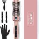 Terviiix Thermal Brush Get Voluminous Style, Quick Heating Hot Brush, Ceramic Tourmaline Ionic Heated Curling Iron, Digital Display 9 Temperatures Curling Wand, Dual Voltage, 1.5 Inch
