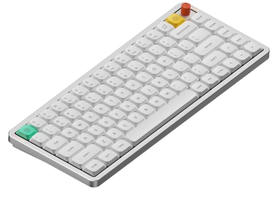 nuphy Air75 V3 Hot Swappable Wireless Mechanical Keyboard, 84 Keys 75% Custom Low Profile Keyboard with Knob, RGB Backlit, Gasket Mounted, Support Bluetooth/2.4GHz/USB-C,White-Blush Nano