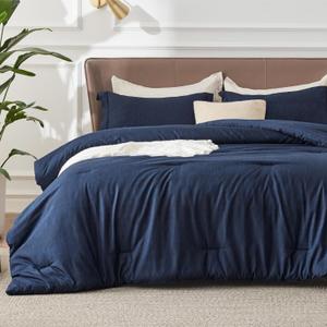 Bedsure Oversized King Comforter Set - Navy Soft Bedding for All Seasons, Cationic Dyed Bed Set, 3 Pieces, 1 Oversized King Size Comforter (120"x98") and 2 Pillow Shams (20"x36"+2")