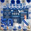 Crenics 50th Birthday Decorations for Men or Women - Back in 1975 Backdrop, Banner, Swirls, Honeycomb, Sash, Cake Topper and Balloons for 50 Birthday Party Supplies