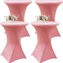 4Pack Pink Cocktail Table Cover 32x43 Inch Fitted Stretch Cocktail Tablecloth for Round Table Top Cover High Top TableCloths for Party Bar Pub Wedding