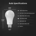 Feit Electric A19 100W Equivalent LED Light Bulbs, Dimmable, 3000k Bright White, 1600 Lumens, 22 Year Lifetime, E26 Base, CRI 90, UL Listed, Damp Rated, 2 Pack, OM100DM/930CA/2