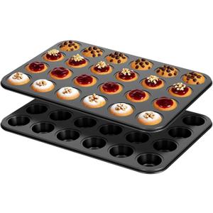 2 Pack Mini Muffin Pan Nonstick 24 Cup, Mini Cupcake Pans for Baking 24 Cups, Carbon Steel