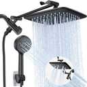 Veken High Pressure Rain Shower Head Combo with Extension Arm- Easy to Install Wide Rainfall Showerhead with 3 Water Spray Modes  Adjustable Dual Showerhead with Anti-Clog Nozzles (Matte Black)