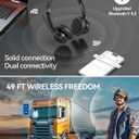 TECKNET Wireless Headset, Bluetooth Headset with Noise Cancelling Microphone - Rechargeable Bluetooth V5.2 Headphones, 50H Playtime & Mic Mute, On Ear Headphones for Trucker/Remote Work/Call Center