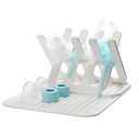 Munchkin Bottle Drying Rack and Mat, Holds 8 Bottles, Pump Parts, Pacifiers, & Accessories, Space Saving Folding Design, Home and Travel Use, Silicone, White